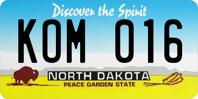 ND license plate KOM016