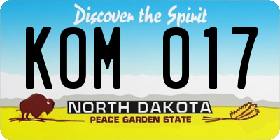 ND license plate KOM017