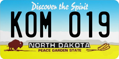 ND license plate KOM019