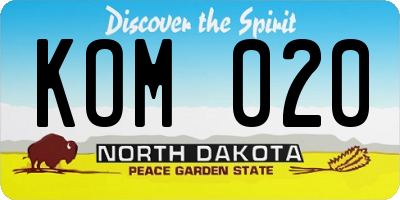 ND license plate KOM020