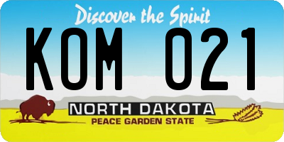 ND license plate KOM021