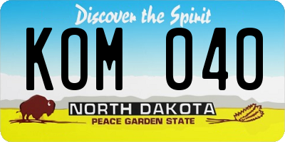 ND license plate KOM040