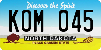 ND license plate KOM045