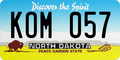 ND license plate KOM057
