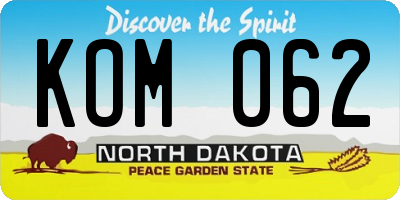 ND license plate KOM062