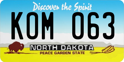 ND license plate KOM063