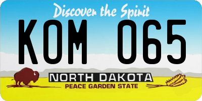 ND license plate KOM065