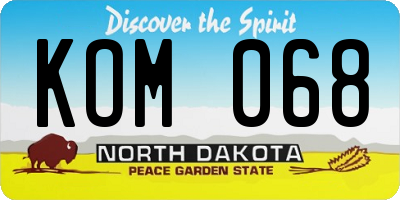 ND license plate KOM068