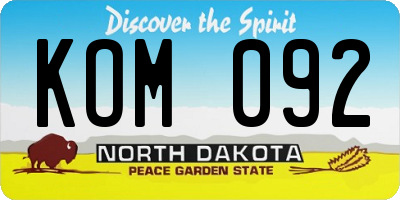ND license plate KOM092