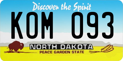 ND license plate KOM093