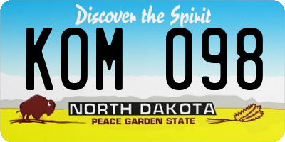 ND license plate KOM098