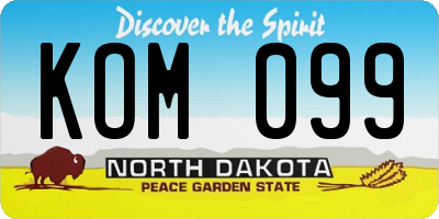 ND license plate KOM099
