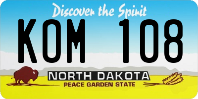 ND license plate KOM108