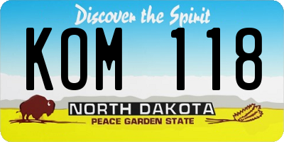 ND license plate KOM118