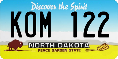 ND license plate KOM122
