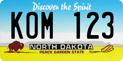 ND license plate KOM123