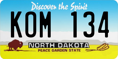 ND license plate KOM134