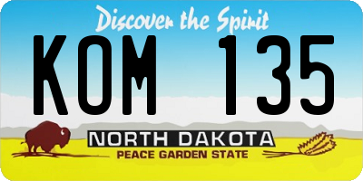 ND license plate KOM135