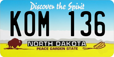 ND license plate KOM136
