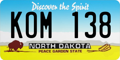 ND license plate KOM138