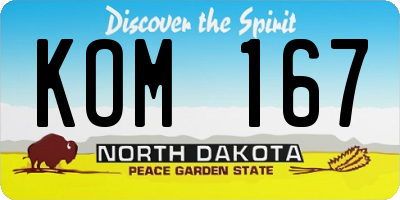 ND license plate KOM167