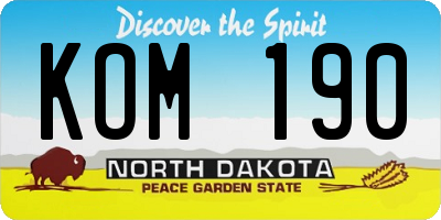 ND license plate KOM190