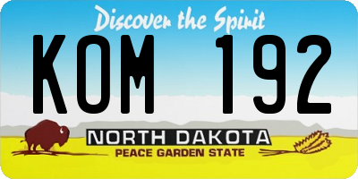 ND license plate KOM192