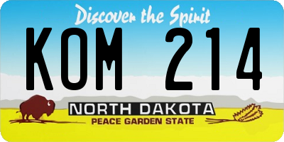 ND license plate KOM214