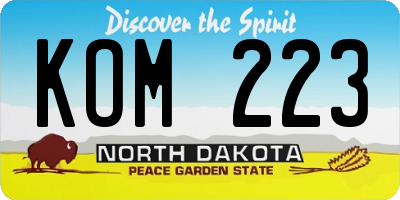 ND license plate KOM223