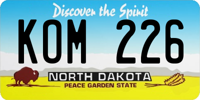 ND license plate KOM226