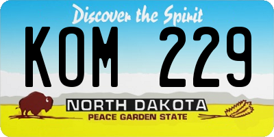 ND license plate KOM229