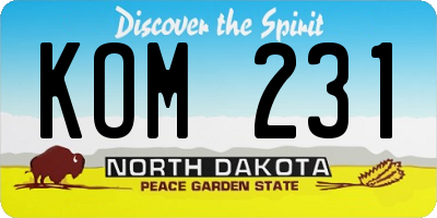 ND license plate KOM231