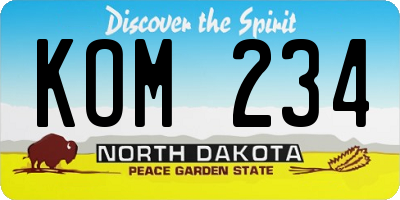 ND license plate KOM234