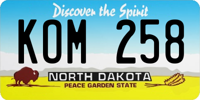 ND license plate KOM258