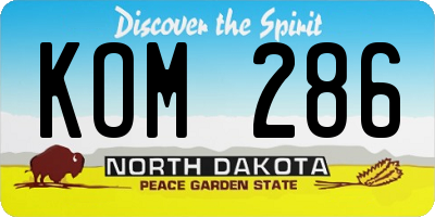 ND license plate KOM286