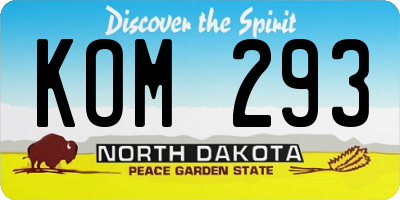 ND license plate KOM293