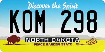 ND license plate KOM298