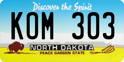 ND license plate KOM303