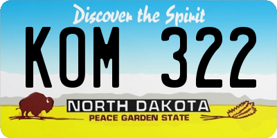 ND license plate KOM322