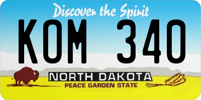 ND license plate KOM340