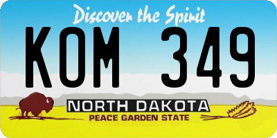 ND license plate KOM349