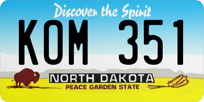 ND license plate KOM351
