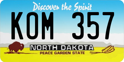 ND license plate KOM357