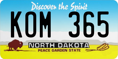 ND license plate KOM365