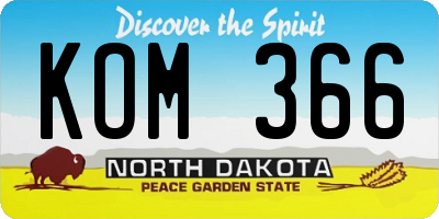 ND license plate KOM366