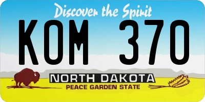 ND license plate KOM370
