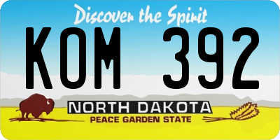 ND license plate KOM392
