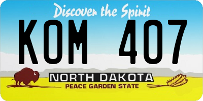 ND license plate KOM407