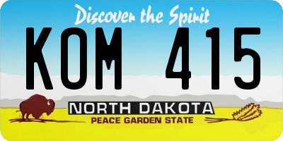 ND license plate KOM415