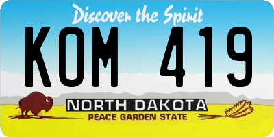 ND license plate KOM419